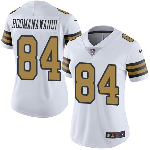 Women's Limited Michael Hoomanawanui Nike Jersey White - #84 Rush NFL New Orleans Saints